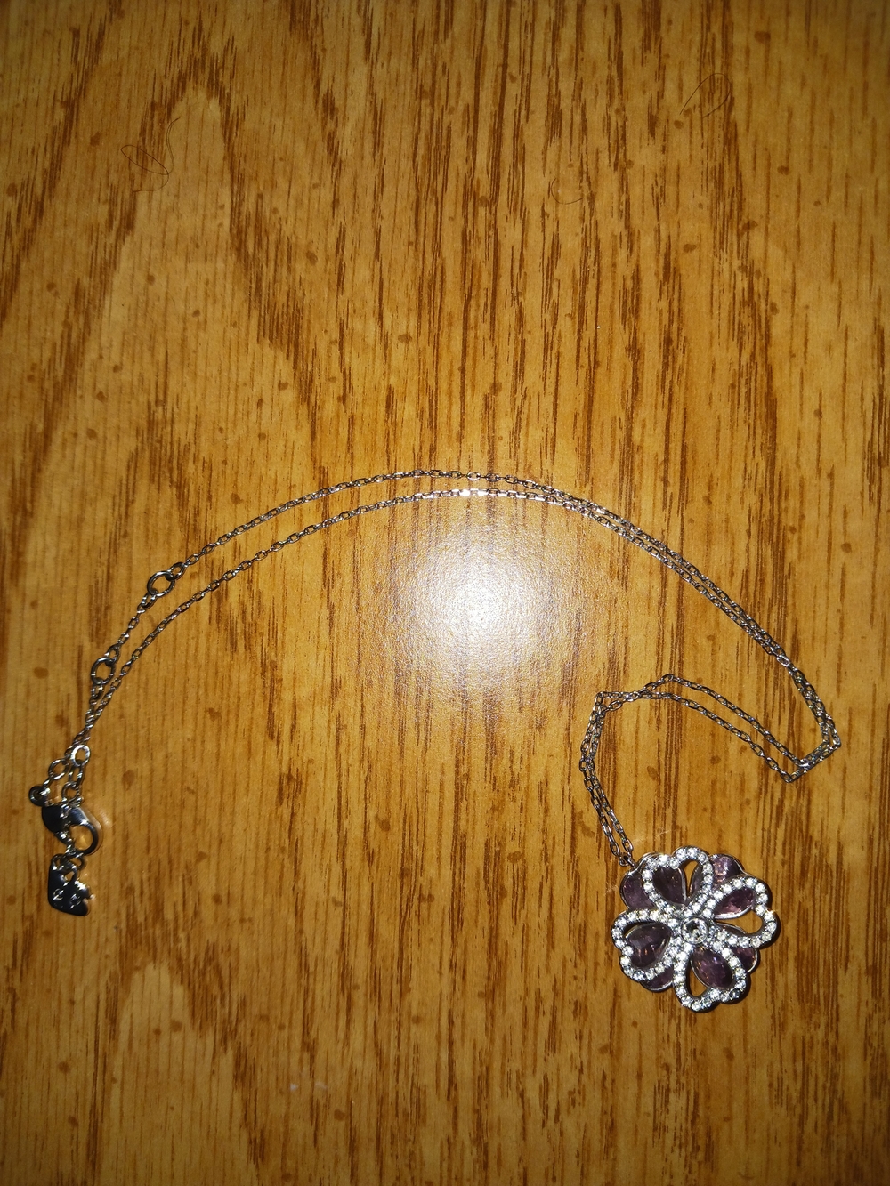 Silver Floral Purple Gemstone Pendant Necklace for Women